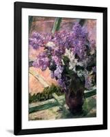 Lilacs in a Window, C1880-Mary Cassatt-Framed Giclee Print