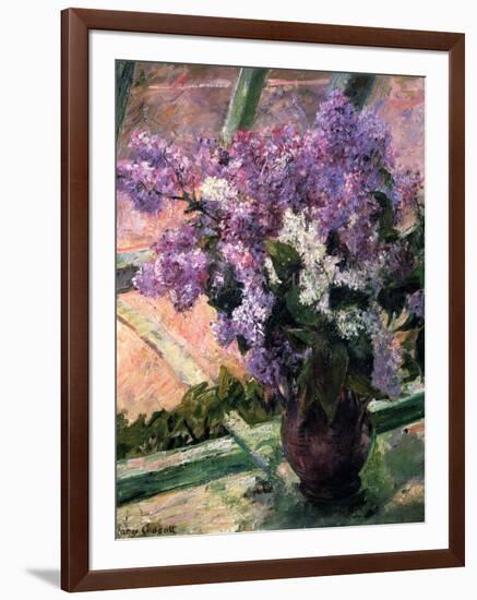 Lilacs in a Window, C1880-Mary Cassatt-Framed Giclee Print