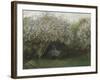 Lilas, temps gris, ou Le repos sous les lilas, jardin de Monet à Argenteuil-Claude Monet-Framed Giclee Print
