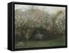Lilas, temps gris, ou Le repos sous les lilas, jardin de Monet à Argenteuil-Claude Monet-Framed Stretched Canvas