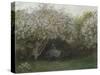 Lilas, temps gris, ou Le repos sous les lilas, jardin de Monet à Argenteuil-Claude Monet-Stretched Canvas