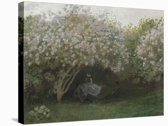 Lilas, temps gris, ou Le repos sous les lilas, jardin de Monet à Argenteuil-Claude Monet-Stretched Canvas