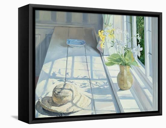 Lilies and a Straw Hat-Timothy Easton-Framed Stretched Canvas