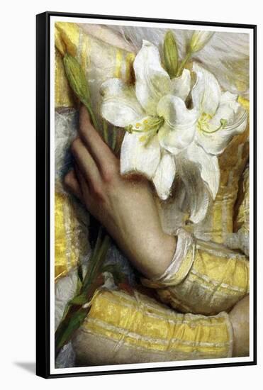 Lilies detail Gustav Pope 1895-Vintage Lavoie-Framed Stretched Canvas