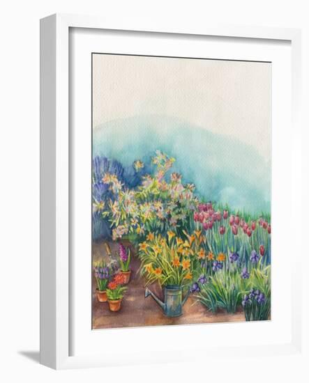 Lilies, Flowers in the Gardenspring Watering Can-ZPR Int’L-Framed Giclee Print