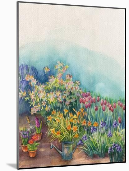 Lilies, Flowers in the Gardenspring Watering Can-ZPR Int’L-Mounted Giclee Print