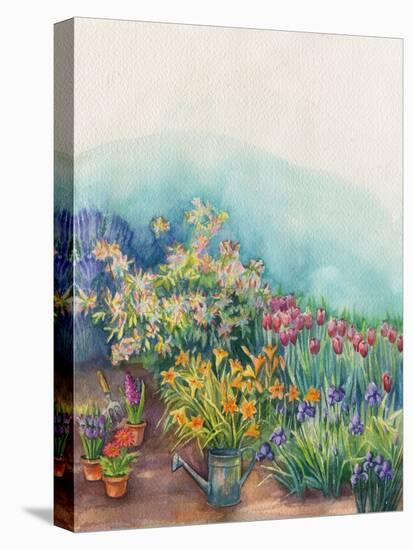 Lilies, Flowers in the Gardenspring Watering Can-ZPR Int’L-Stretched Canvas