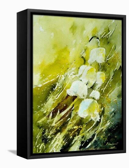 Lilies of the Valley Watercolor-Pol Ledent-Framed Stretched Canvas
