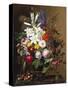 Lilies, Pelargonium and Roses in a Greek Vase-Johan Laurentz Jensen-Stretched Canvas