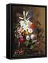 Lilies, Pelargonium and Roses in a Greek Vase-Johan Laurentz Jensen-Framed Stretched Canvas