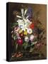 Lilies, Pelargonium and Roses in a Greek Vase-Johan Laurentz Jensen-Stretched Canvas