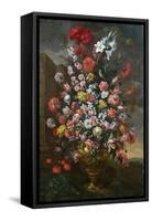 Lilies, Tulips, Carnations, Peonies, Convolvuli and Other Flowers in a Bronze Urn, 1718-Bartolomeo Bimbi-Framed Stretched Canvas