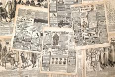 Newspaper Pages with Antique Advertising. Woman's Fashion Magazine-LiliGraphie-Photographic Print