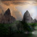 Fantasy Mountain Landscape-lilkar-Framed Art Print