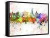 Lille Skyline in Watercolor Background-paulrommer-Framed Stretched Canvas