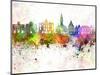 Lille Skyline in Watercolor Background-paulrommer-Mounted Art Print