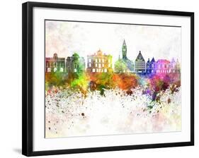 Lille Skyline in Watercolor Background-paulrommer-Framed Art Print