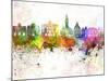 Lille Skyline in Watercolor Background-paulrommer-Mounted Art Print