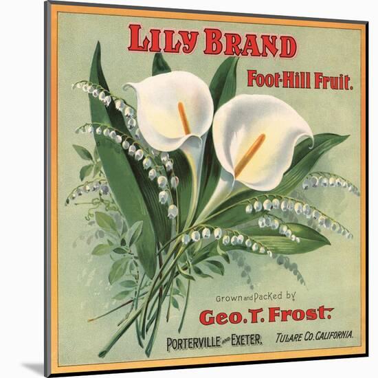Lily Brand - Porterville, California - Citrus Crate Label-Lantern Press-Mounted Art Print