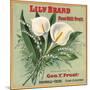 Lily Brand - Porterville, California - Citrus Crate Label-Lantern Press-Mounted Art Print