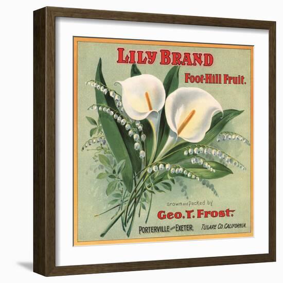 Lily Brand - Porterville, California - Citrus Crate Label-Lantern Press-Framed Art Print