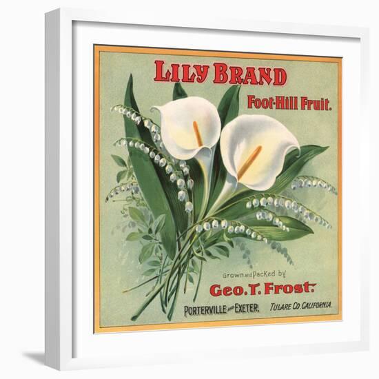 Lily Brand - Porterville, California - Citrus Crate Label-Lantern Press-Framed Premium Giclee Print