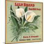 Lily Brand - Porterville, California - Citrus Crate Label-Lantern Press-Mounted Premium Giclee Print