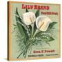 Lily Brand - Porterville, California - Citrus Crate Label-Lantern Press-Stretched Canvas