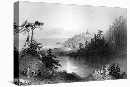 Lily Lake, with the Town of St John on an Outcrop Beyond, Canada, 19th Century-R Brandard-Stretched Canvas