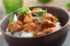 Chicken Curry with Rice and Parsley in a Bowl-Lilyana Vynogradova-Stretched Canvas