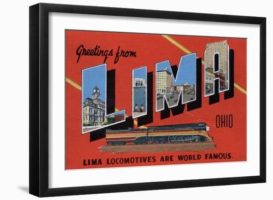 Lima, Ohio - Large Letters-Lantern Press-Framed Art Print
