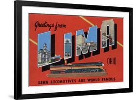 Lima, Ohio - Large Letters-Lantern Press-Framed Art Print
