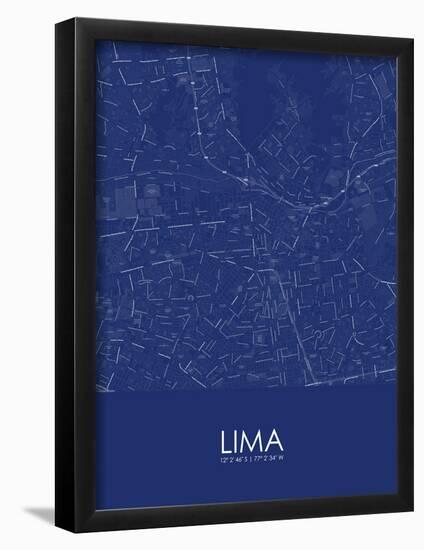 Lima, Peru Blue Map-null-Framed Poster