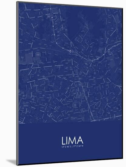 Lima, Peru Blue Map-null-Mounted Poster