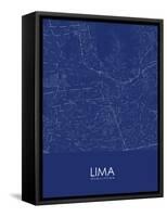 Lima, Peru Blue Map-null-Framed Stretched Canvas