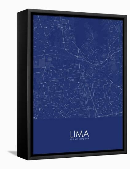 Lima, Peru Blue Map-null-Framed Stretched Canvas