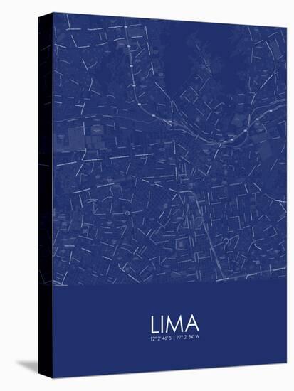 Lima, Peru Blue Map-null-Stretched Canvas