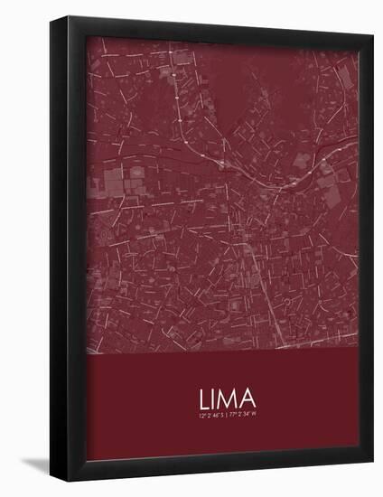 Lima, Peru Red Map-null-Framed Poster