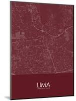 Lima, Peru Red Map-null-Mounted Poster
