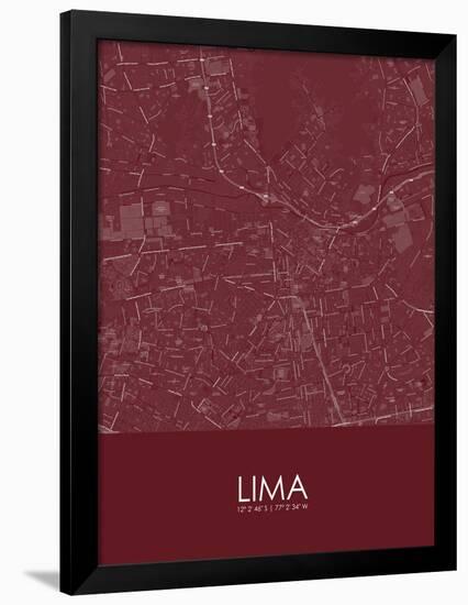 Lima, Peru Red Map-null-Framed Poster