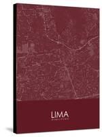 Lima, Peru Red Map-null-Stretched Canvas