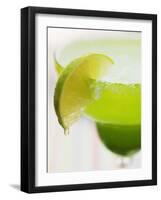 Lime Wedge on Cocktail Glass with Sugared Rim-null-Framed Photographic Print