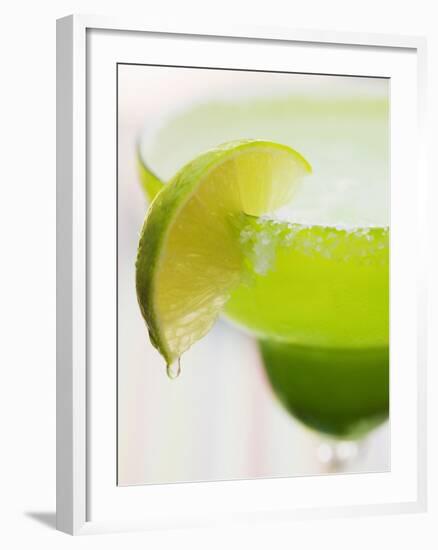 Lime Wedge on Cocktail Glass with Sugared Rim-null-Framed Photographic Print