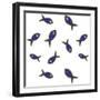 Lime With Purple Fish Repeat-Cindy Wider-Framed Giclee Print