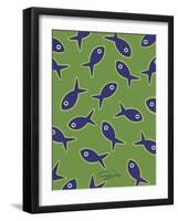 Lime With Purple Fish-Cindy Wider-Framed Giclee Print