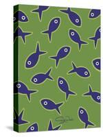 Lime With Purple Fish-Cindy Wider-Stretched Canvas