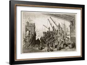 Limehouse Dock, from 'London, a Pilgrimage', Written by William Blanchard Jerrold-Gustave Doré-Framed Giclee Print