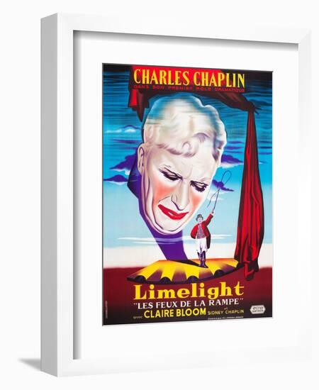 LIMELIGHT (aka LIMELIGHT LES FEUX DE LA RAMPE), French poster art, Charles Chaplin, 1952-null-Framed Art Print