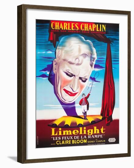 LIMELIGHT (aka LIMELIGHT LES FEUX DE LA RAMPE), French poster art, Charles Chaplin, 1952-null-Framed Art Print