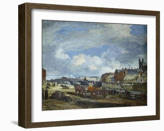 Limerick: Charlotte Quay and George's Quay, Matthew Bridge and the Customs House-William Turner Lond-Framed Giclee Print